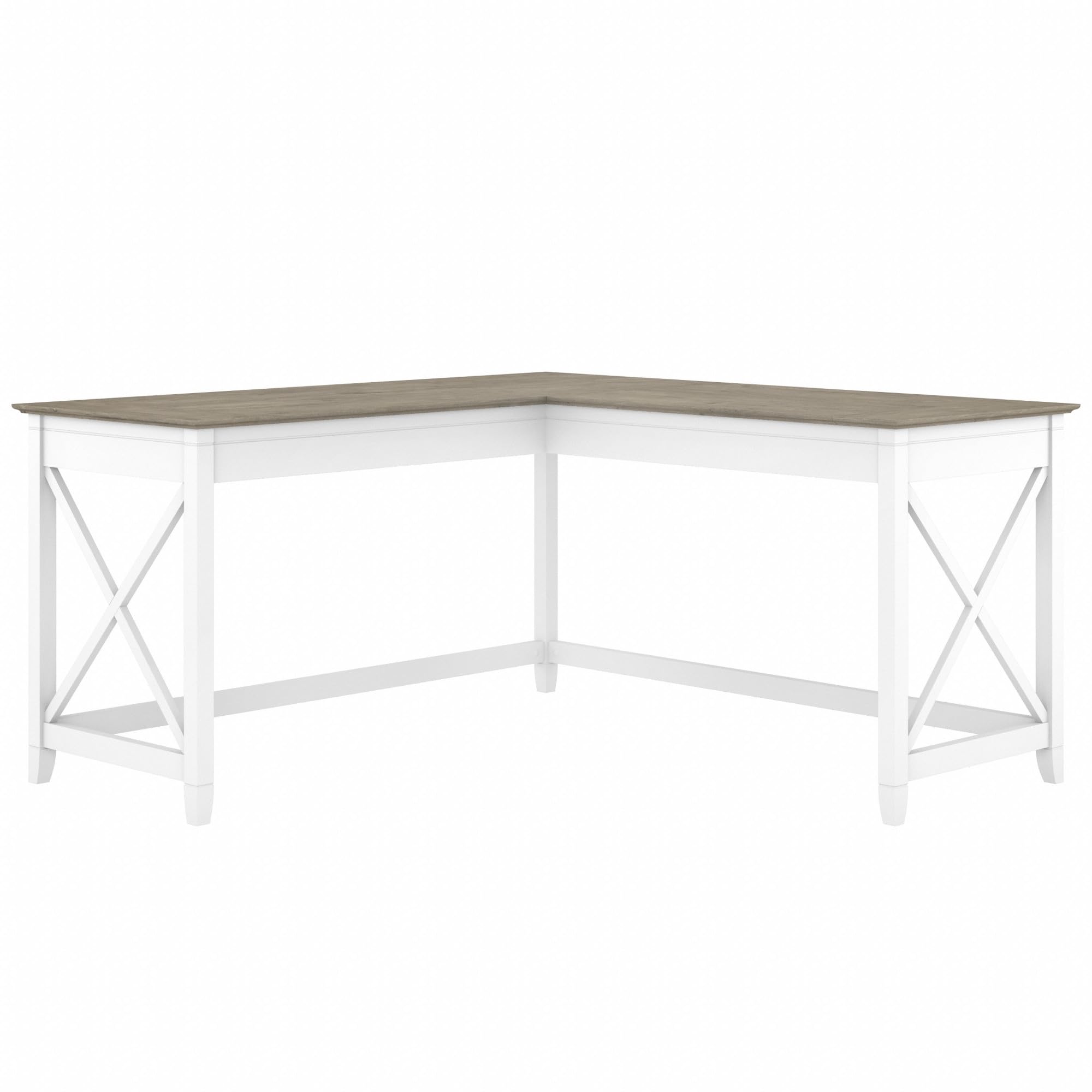 Bush Home Key West 60W Modern Farmhouse L Shaped Desk in Bing Cherry, 60-Inch Corner Computer Table for Home Office Workspace