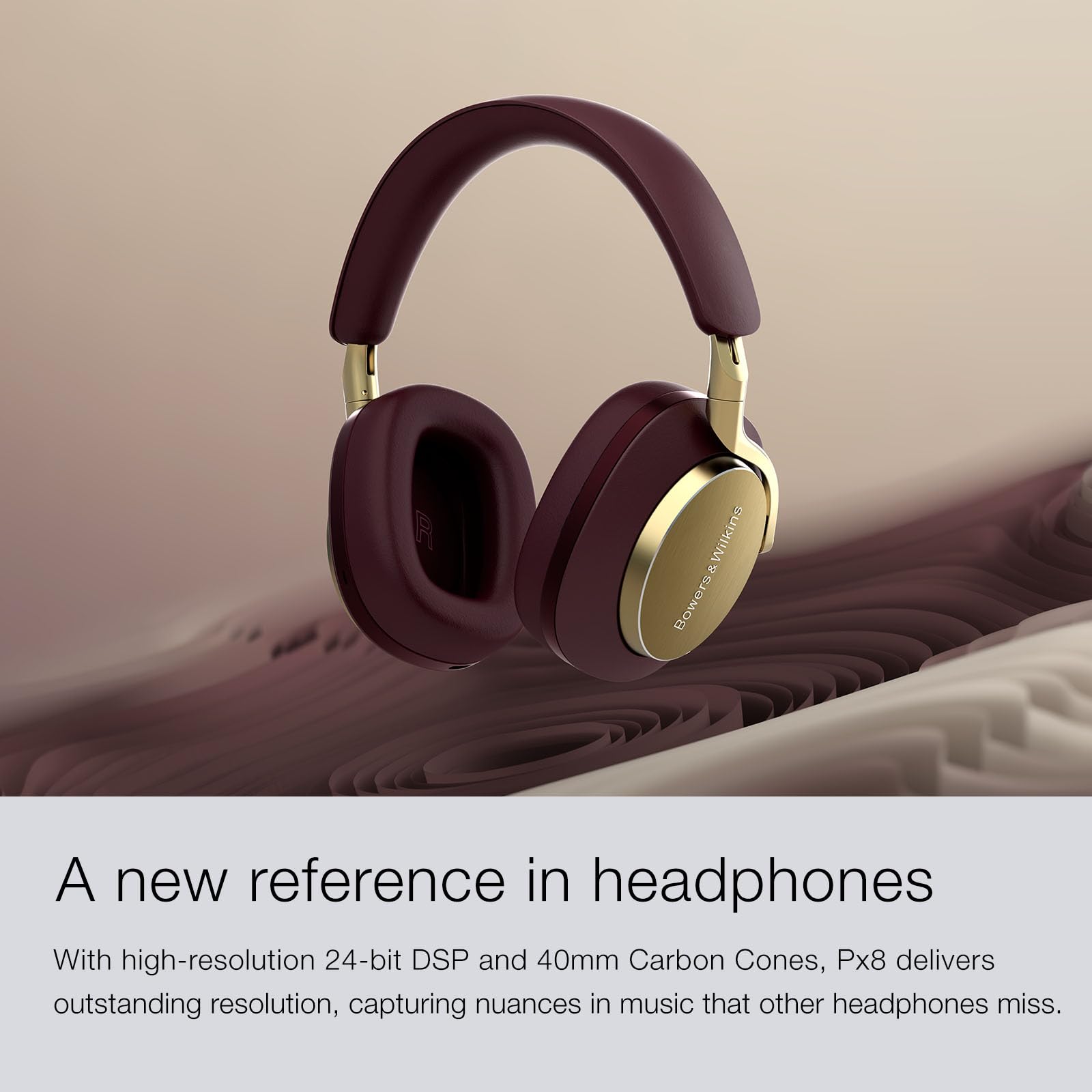 Bowers & Wilkins Px8 Over-Ear Headphones Wireless Bluetooth Noise Cancelling, Luxurious Materials, 30-Hour Battery Life, 15-Min Quick Charging, Black