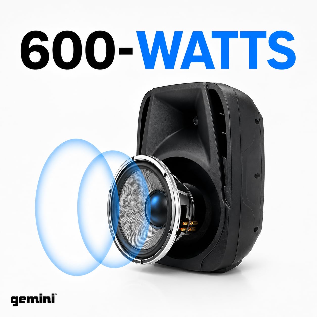 Gemini Dual 10" Powered PA System & Stands, 600W (ES-210MXBLU-ST) | Dual 10" PA with tripod stands - 6-channel powered mixer, 4 mic in - Bluetooth, USB - mic included