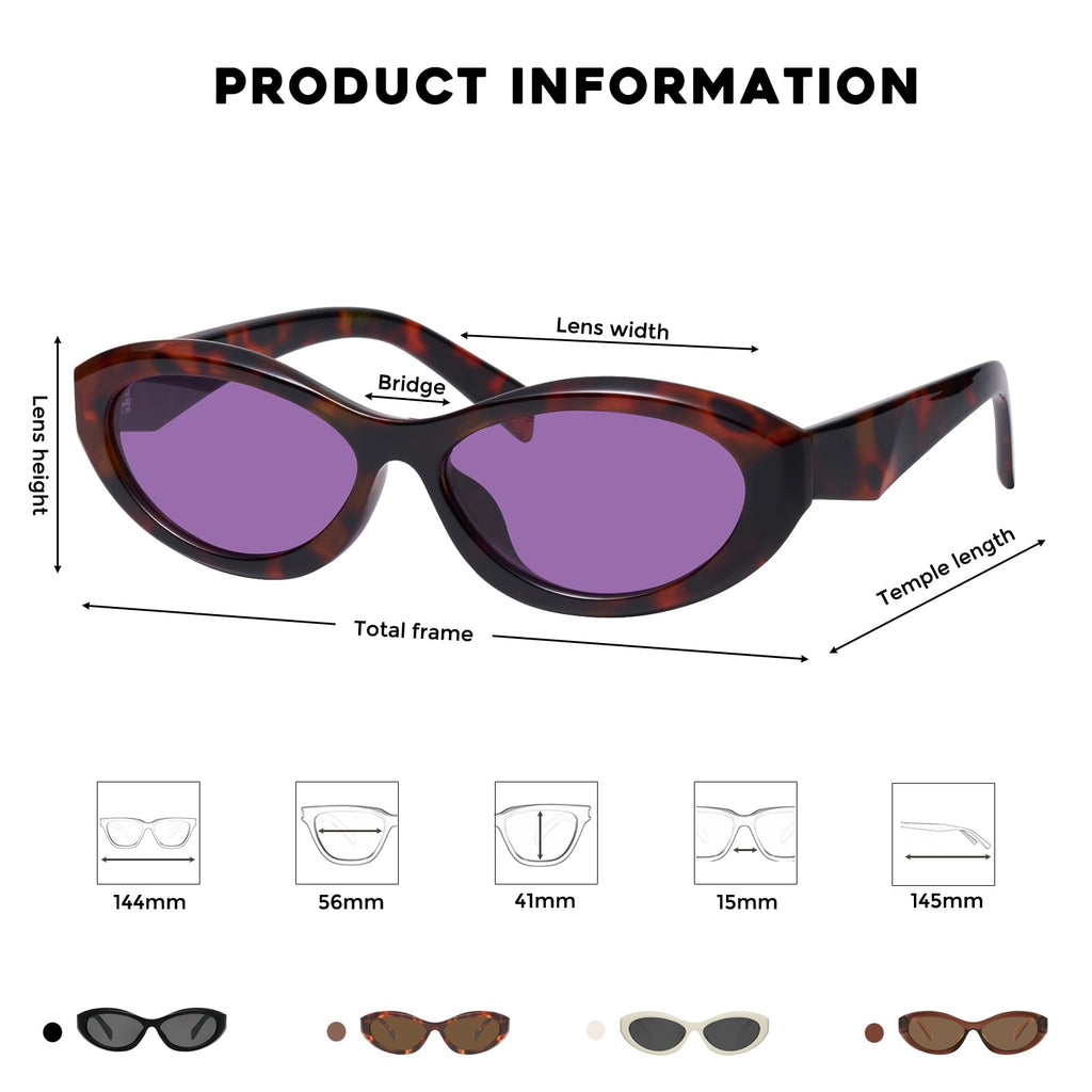 mosanana Oval Cat Eye Sunglasses for Women Retro Y2K Style MS52372