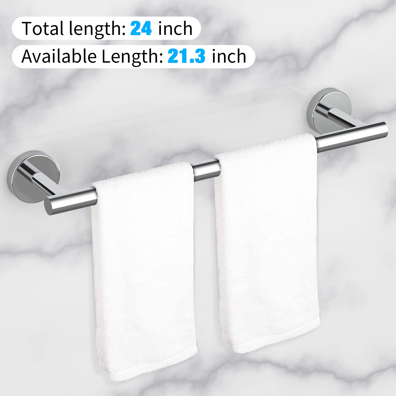 Cilee 2 Pieces Matte Black Bathroom Towel Bar, 24 Inch Double Towel Racks,Bathroom Towel Holder Towel Hanger for Bathroom Stainless Steel Wall Mount