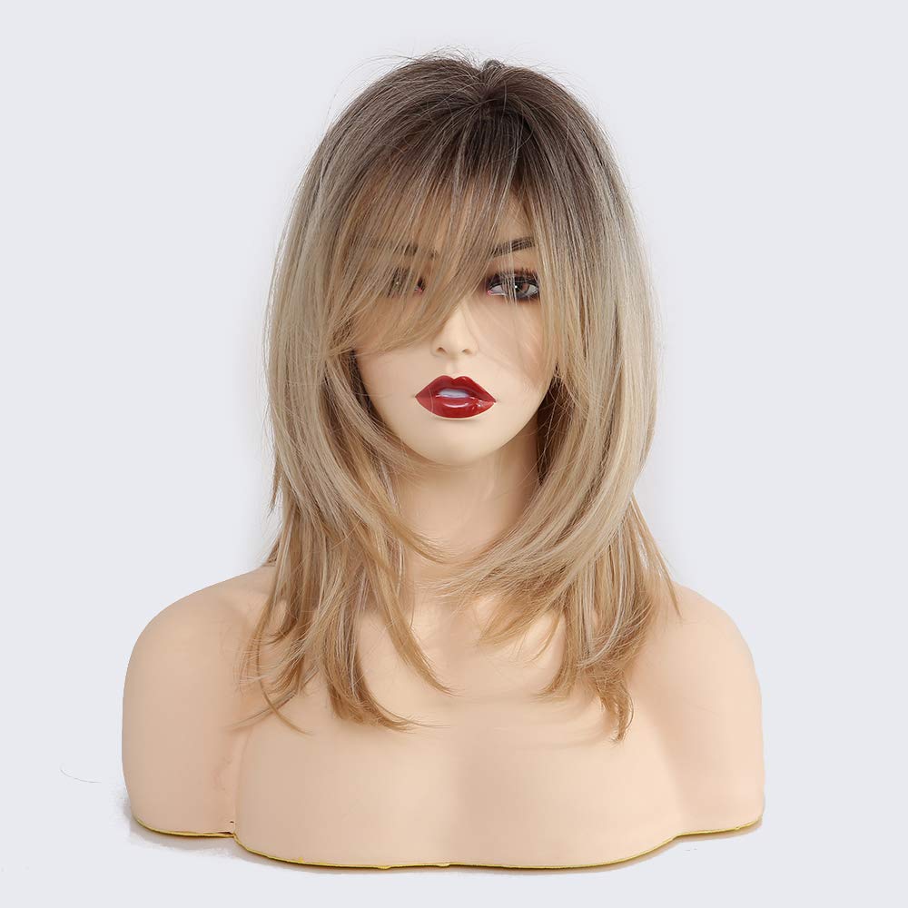HAIRCUBE Auburn Wigs for Women,Long Layered Orange Wigs with Bangs Heat Resistant Synthetic Fibre Wigs(pelucas de cabello natural)