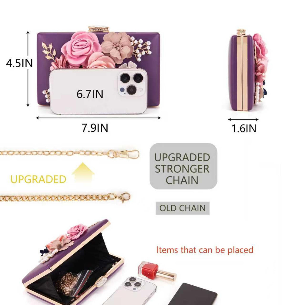 Evening Bag for Women, Flower Wedding Evening Clutch Purse Bride Floral Clutch Bag