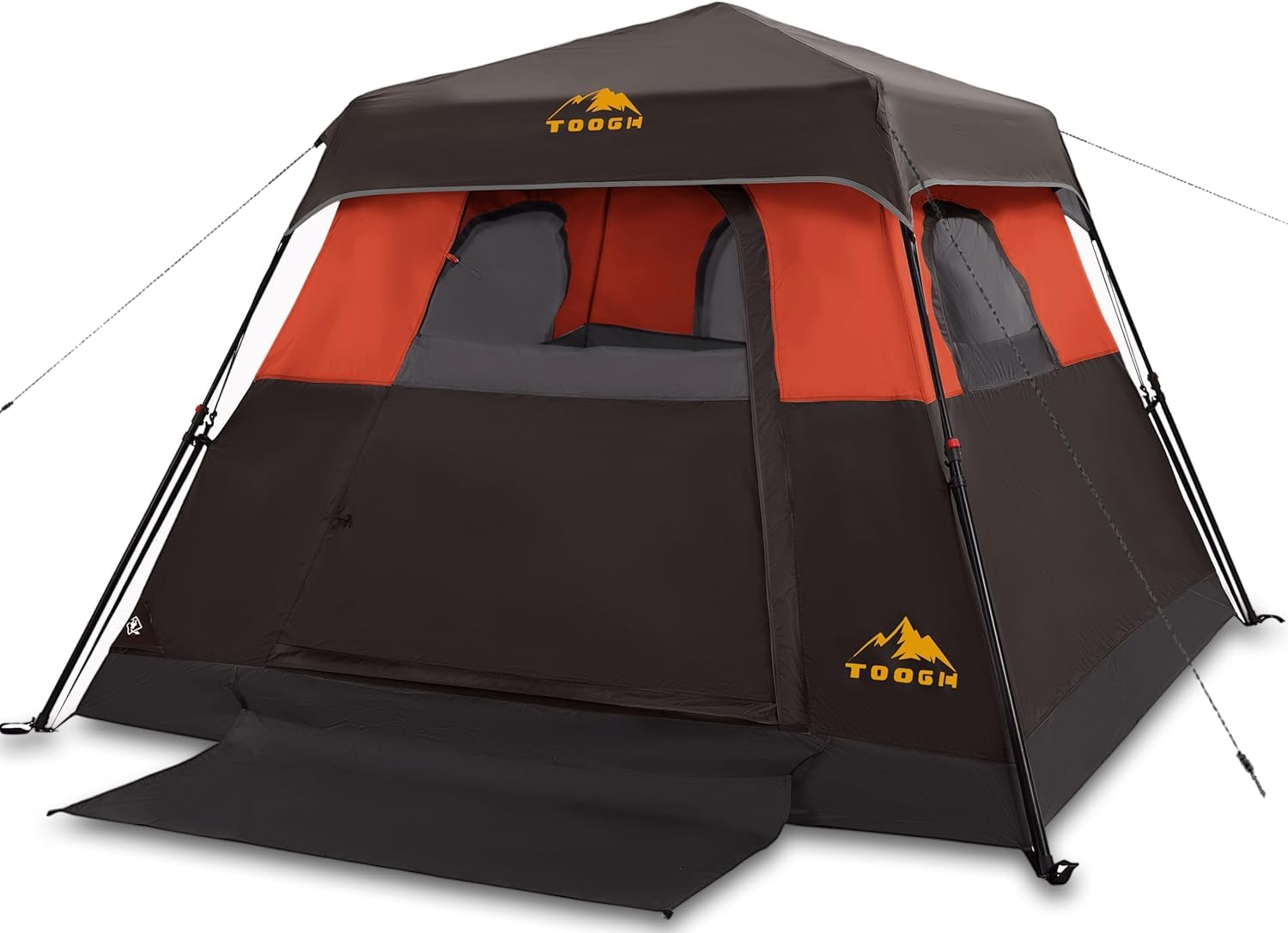 3/4 Person Camping Tent with 1 Door, 4 Windows, and Upgraded Ventilation– Instant Setup, Waterproof, 8'x 8'x 67''Oxford Fabric Floor Pop Up in 60 Seconds Includes Rainfly and Backpack