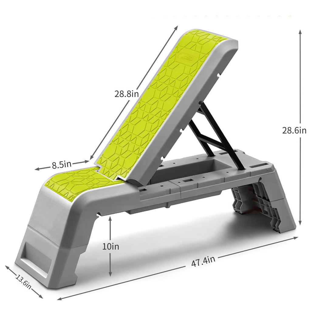 leikefitness Exercise Step Platform, Multifunctional Aerobic Deck with Cord and Adjustable Dumbbell & Weight Bench, Fitness Equipment for Workout Home Gym