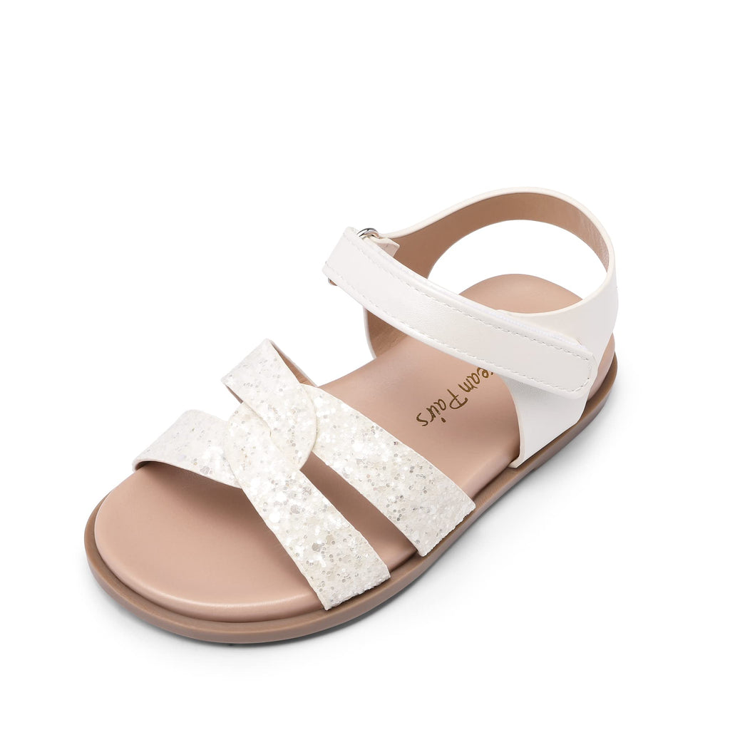 DREAM PAIRS Girls Sandals Open Toe Princess Flat Sandals Strappy Summer Shoes Toddler/Little Kid