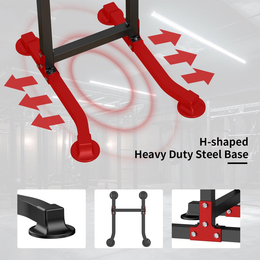 Pull Up Bar Dip Bar Power Tower Workout Dip Station Height Adjustable Free Standing Chin Up Bar Home Gym Equipment 330LBS Weight Capacity