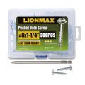 LIONMAX Pocket Hole Screws 1-1/4 Inch, 100 PCS Interior Pocket Screw #8 x 1-1/4"", Coarse Thread, Square Drive, Washer Head, Zinc Plated Pocket Hole Screws, 150MM Drive Bit Included, 1.25 inches