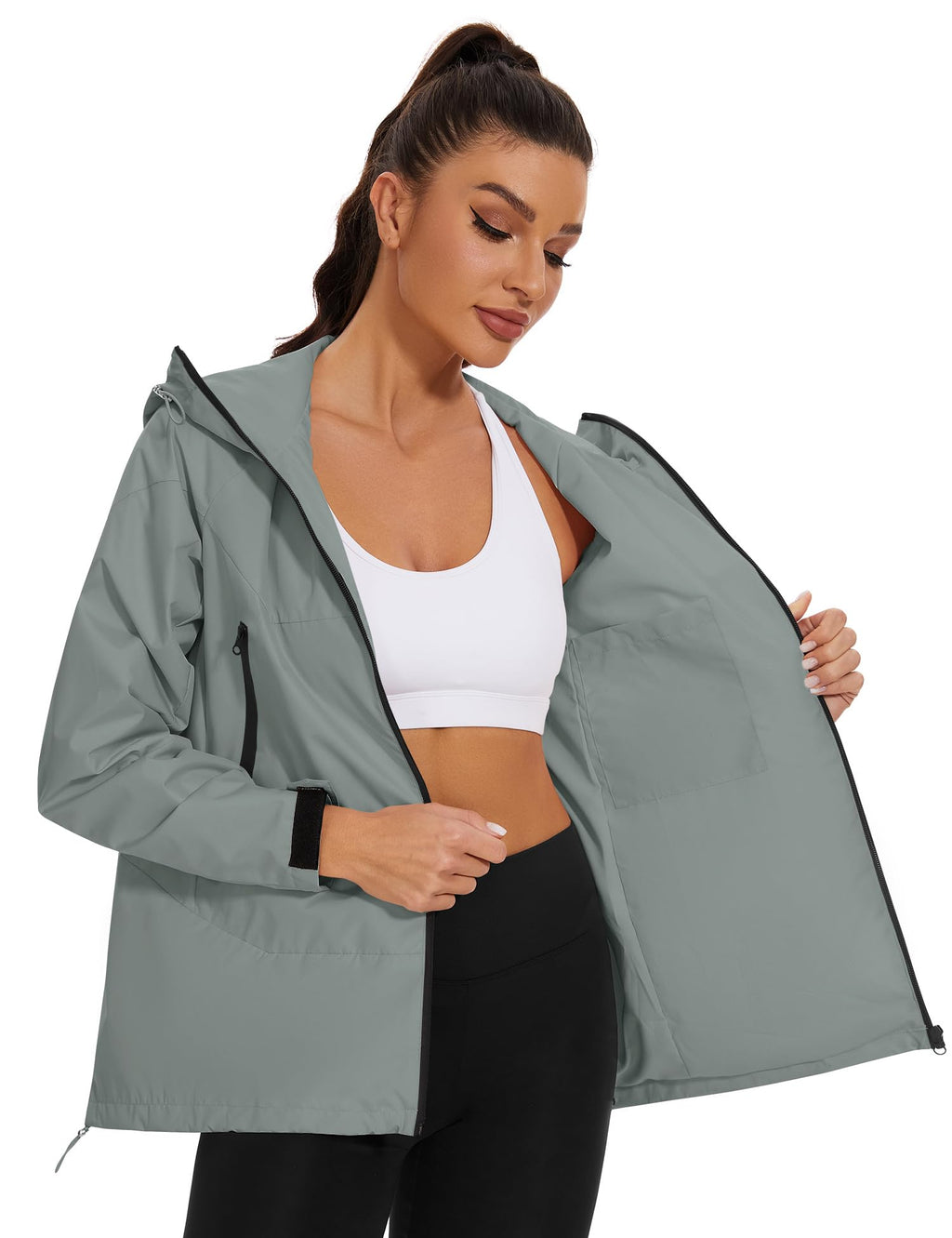 Avoogue Rain Jacket for Women Waterproof Lightweight Rain Coat Hiking Windbreaker Jacket with Hood
