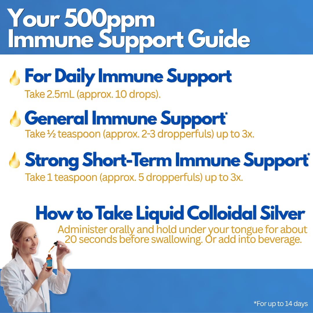 Natural Path Silver Wings Colloidal Silver 500PPM, Amber Brown Liquid Immune Support, 1 Fl Oz (Pack of 1)
