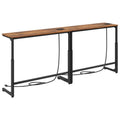 Kitstorack Narrow Sofa Table with Charging Station, 78.8" Behind Couch Table, Adjustable 24.4"-32.7" Height, Modular 2-piece Design for sectionals, entryways, Apartments, and Narrow Living Spaces
