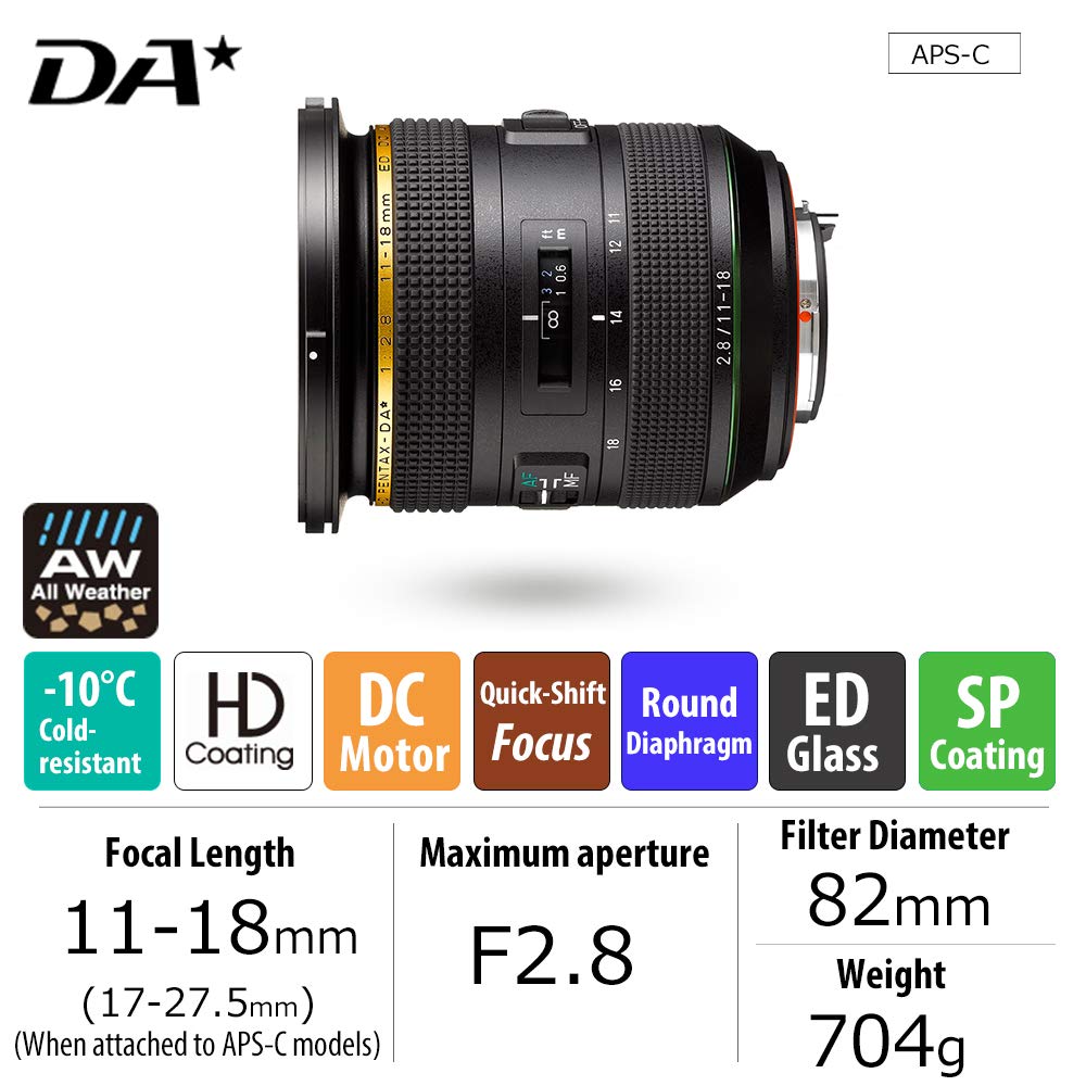 Pentax HD-DA Fish-Eye 10-17mm F3.5-4.5 ED Ultra Wide Angle Zoom Lens Compact & Lightweight Diagonal fisheye Lens for K-1 II,K-70, KP & PENTAX DSLR Cameras, Black, 23130