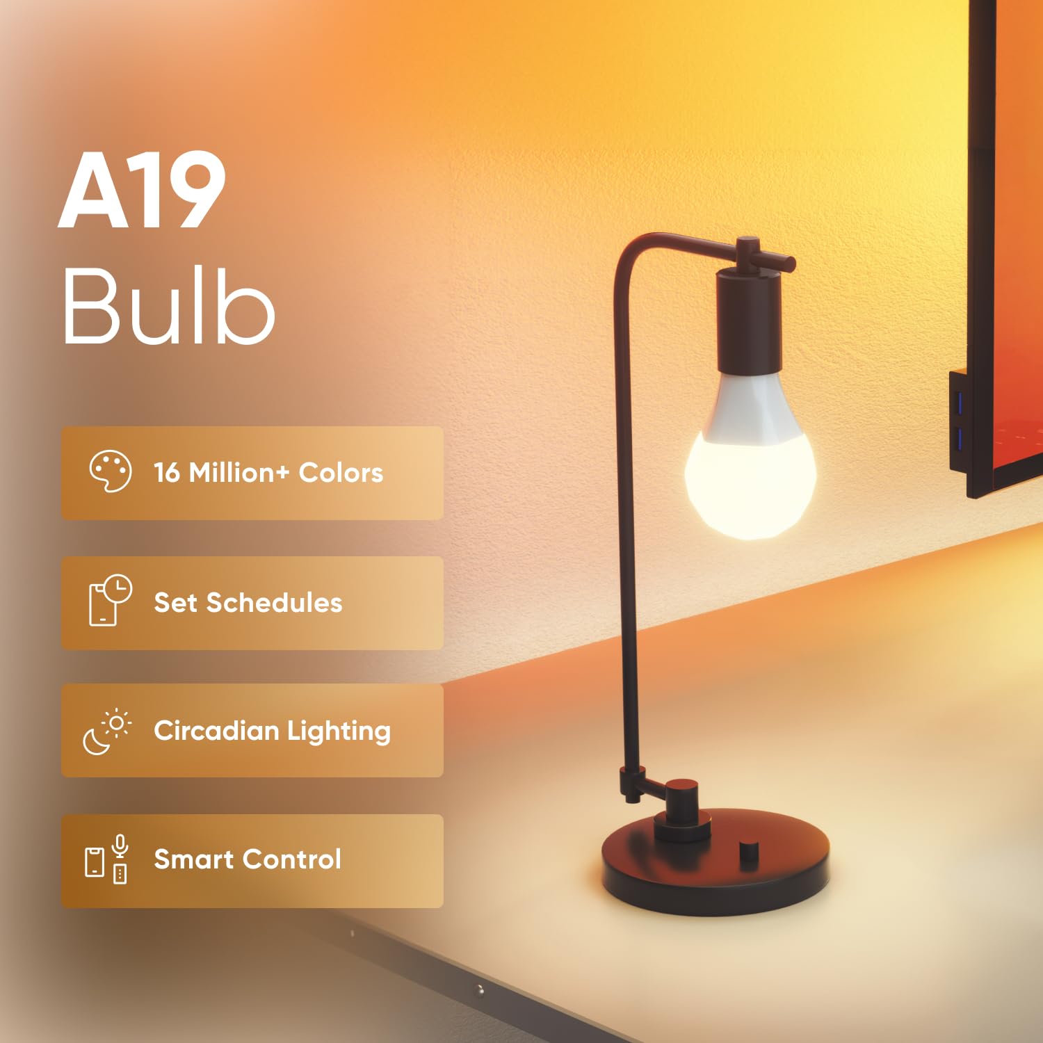 Nanoleaf Essentials Smart Light Bulbs, Matter Smart LED Bulbs Work with Alexa & Google Home, 1000lm 16M+ RGBTW Color Changing Light Bulb, Music Sync A19 E26 2.4GHz WiFi Bluetooth Light Bulb 60W, 2PK