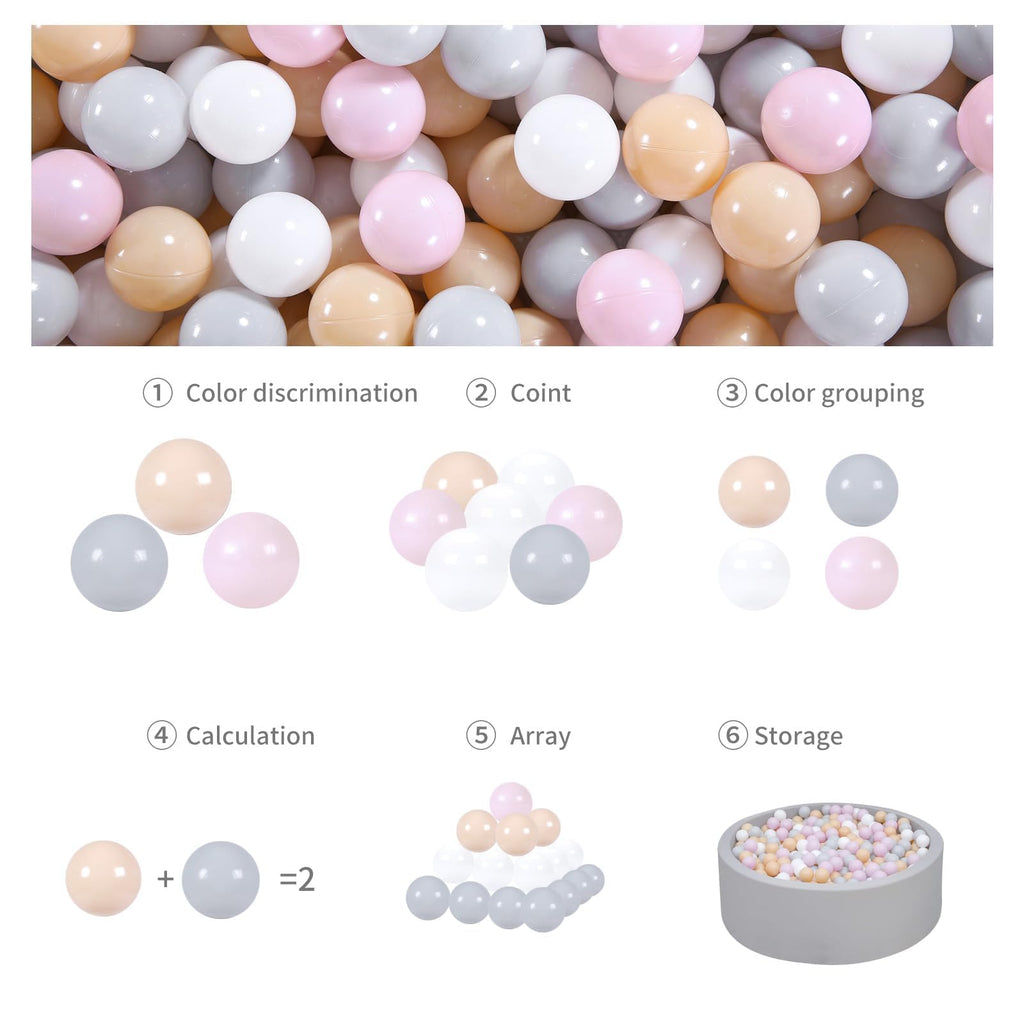 GOGOSO Ball Pit Balls for Toddler, Baby Plastic Playballs Kids Soft Pastel Pelotas Non-Toxic BPA-Free,Mix Color,100 Balls