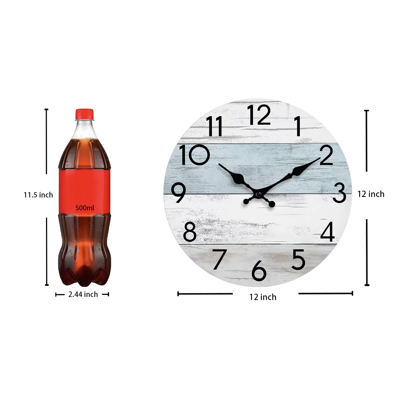 KECYET Wall Clock Silent Non-Ticking Wooden Clocks Battery Operated 8 Inch Small Country Retro Rustic and Beach Style Decorative for Kitchen, Home, Bathroom, Bedroom (Blue)