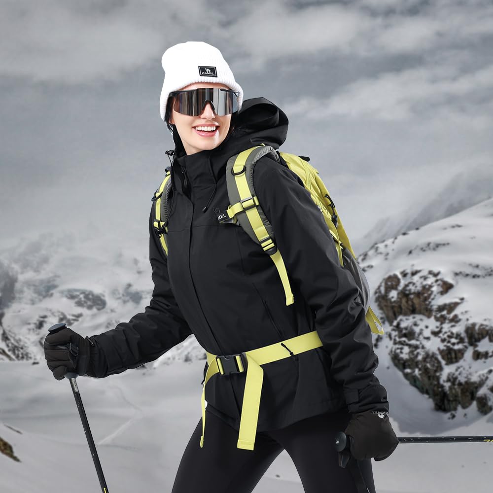 CAMEL CROWN Women's Ski Jacket Waterproof 3 in 1 Winter Coat with Fleece Inner Warm Windproof For Snow Outdoor Hiking