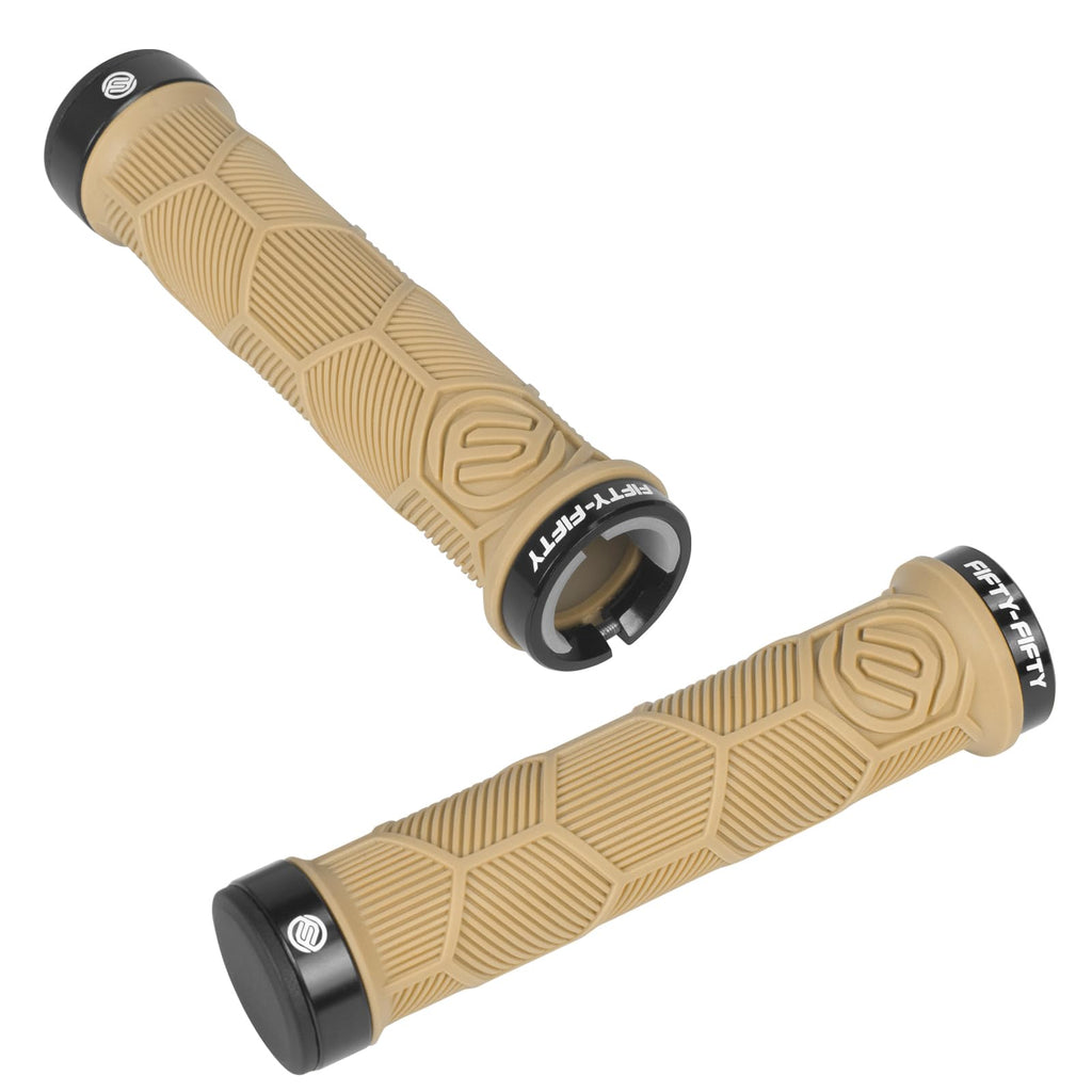 FIFTY-FIFTY Double Lock-On Mountain Bike Grips, Bicycle Handlebar Locking Grips, Non-Slip MTB Handle