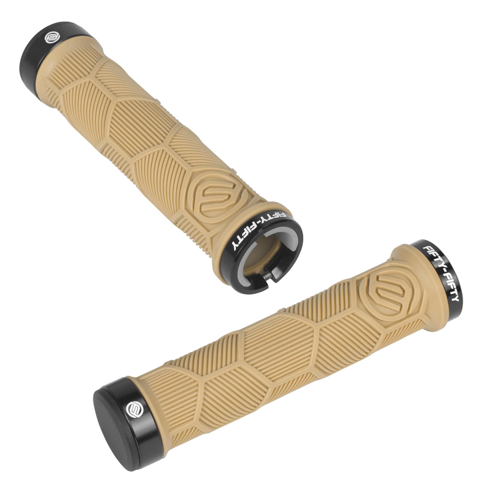 FIFTY-FIFTY Double Lock-On Mountain Bike Grips, Bicycle Handlebar Locking Grips, Non-Slip MTB Handle