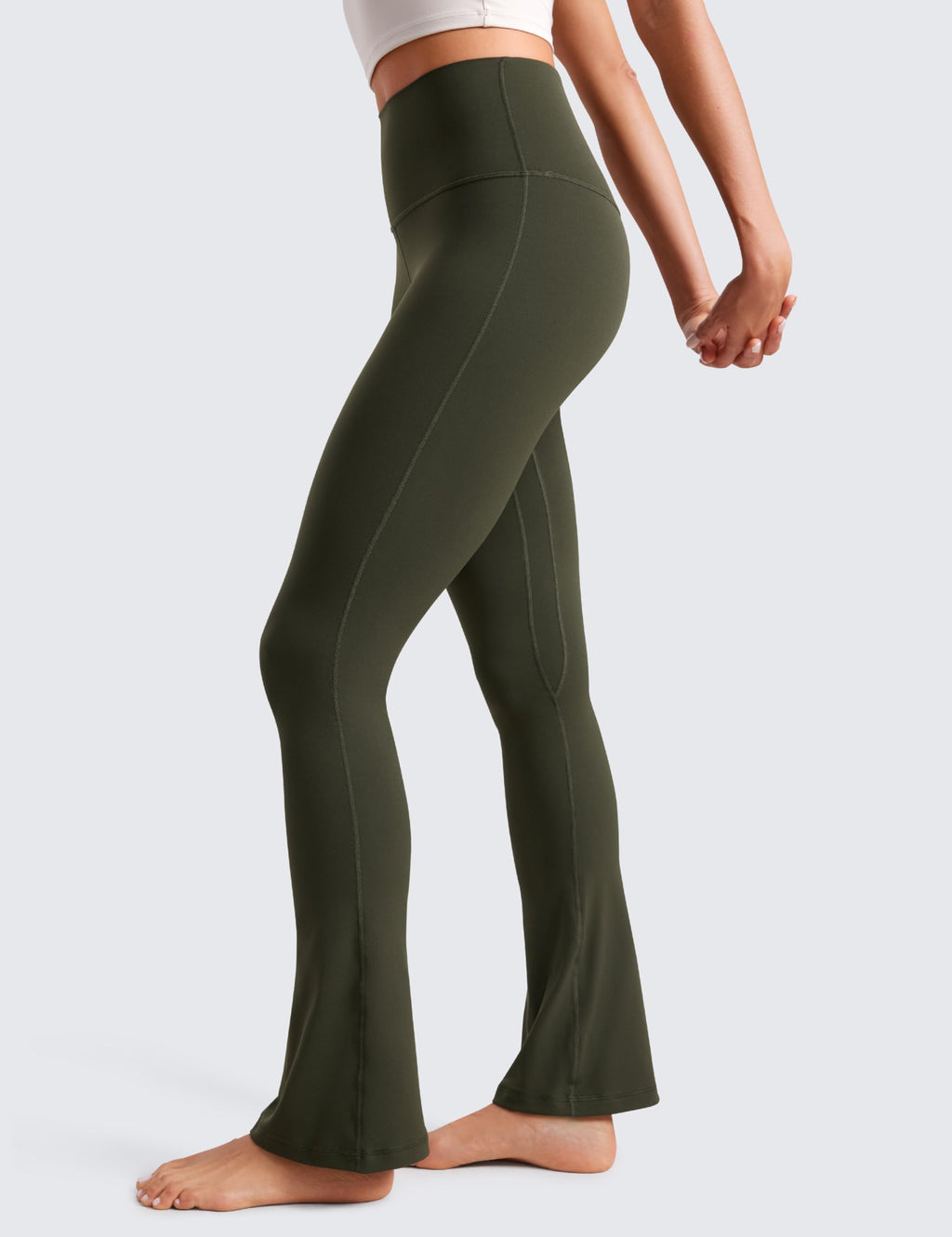 CRZ YOGA Butterluxe Mini Flared Leggings 30"/31.5"/33'' - High Waist Bootcut Casual Lounge Women Yoga Pants with Pocket