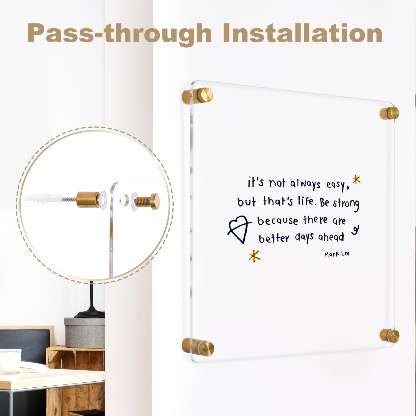Acrylic Calendar for Wall Whiteboard, 12" x 12" Weekly Clear Dry Erase Board, Small Planning Board White Board for Wall, Home, Office, School
