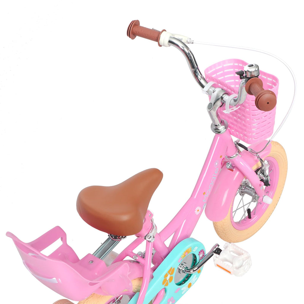 Glerc Maggie Girls Bike, 12-20 Inch Kids Bike for 2-13 Years Old Children, Princess Style Kids Bicycle with Doll-Seat & Basket & Training Wheels, Multiple Colors