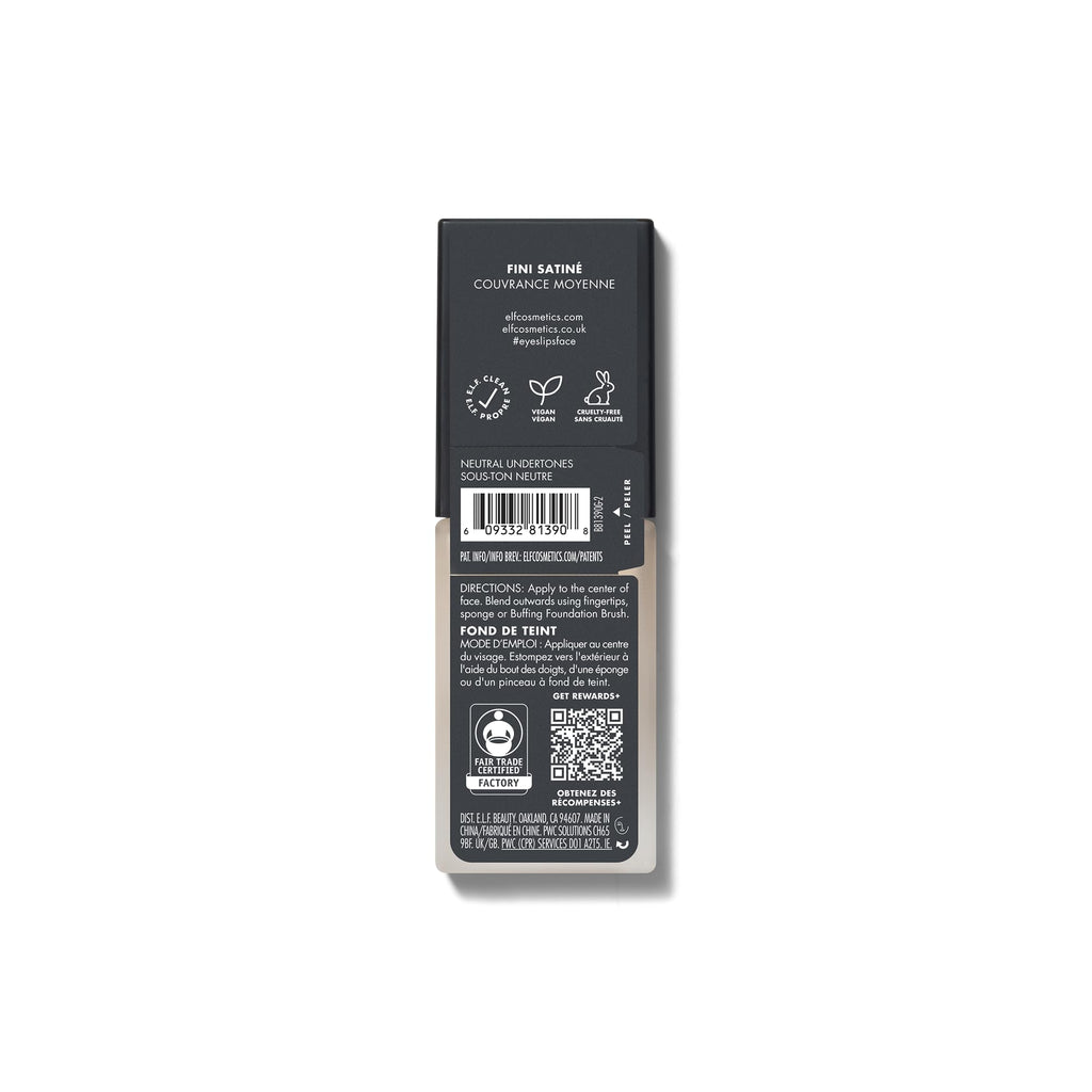 e.l.f. Flawless Satin Foundation, Lightweight & Medium Coverage, Semi-Matte Finish, Vegan & Cruelty-Free, Alabaster, 0.68 Fl Oz (20mL)
