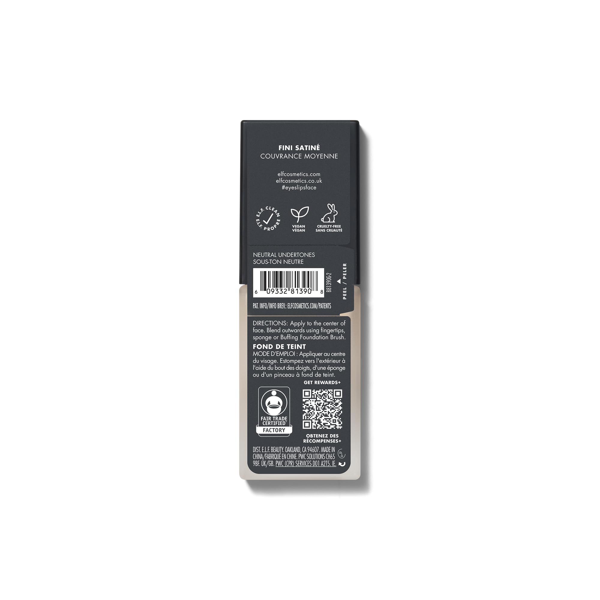 e.l.f. Flawless Satin Foundation, Lightweight & Medium Coverage, Semi-Matte Finish, Vegan & Cruelty-Free, Alabaster, 0.68 Fl Oz (20mL)