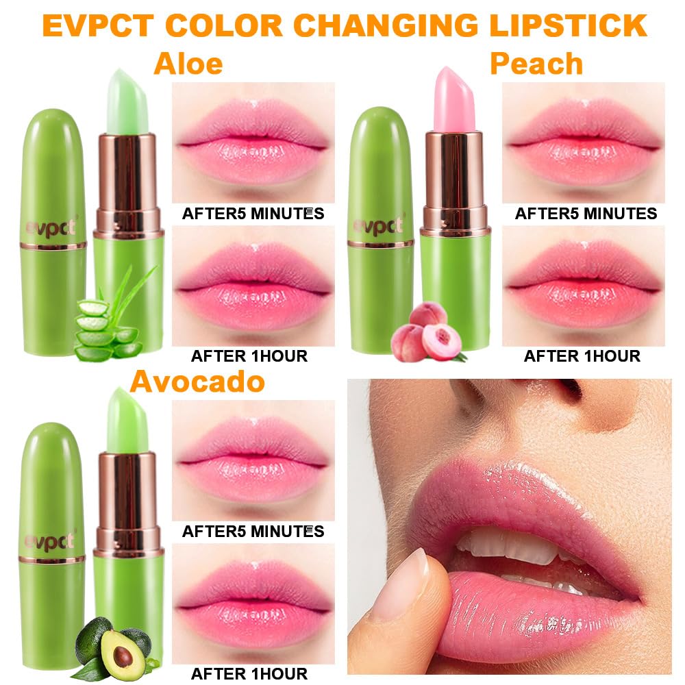 evpct 2Pcs Blueberry Tinted Lip Balms PH Lip Color Changing Lipstick Balm Stain Gift Set Queen for Women Girls Korean Mood Long Lasting Color Change Light Pink Lipstick Lip Tint Plumper Gloss