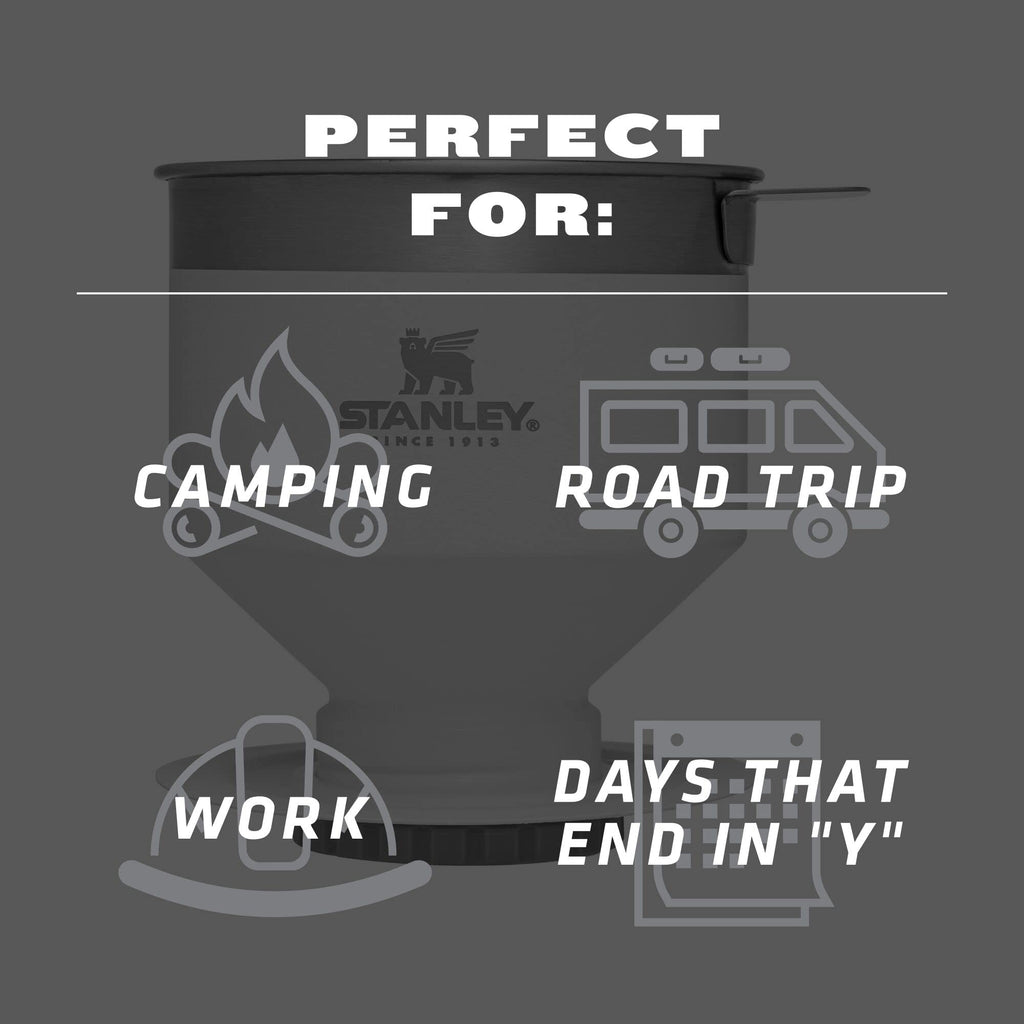 STANLEY Perfect Brew Pour Over | Manual Single Cup Coffee Maker | Drip Coffee Maker with Reusable Filter | Easy Clean Stainless Steel | BPA-Free | Charcoal Glow