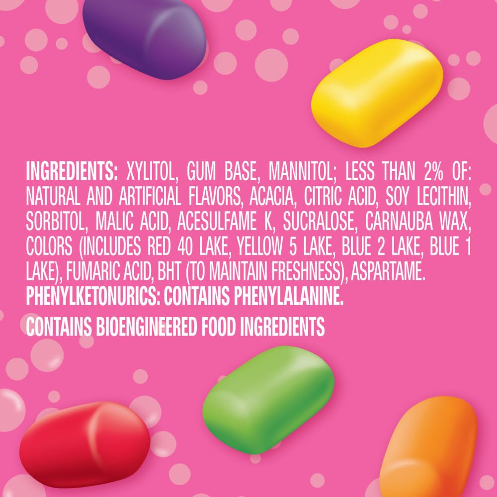 HUBBA BUBBA Minis SKITTLES Flavored Sugar Free Gum, Bubble Gum Packs, Candy Bulk, Resealable Bulk Bag