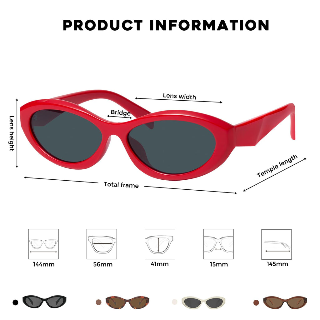 mosanana Oval Cat Eye Sunglasses for Women Retro Y2K Style MS52372