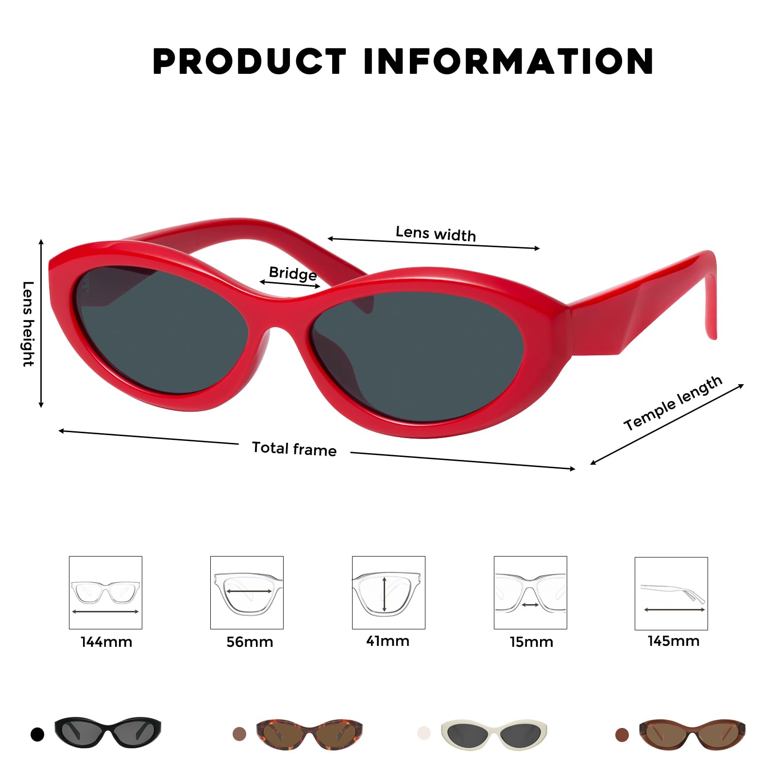 mosanana Oval Cat Eye Sunglasses for Women Retro Y2K Style MS52372
