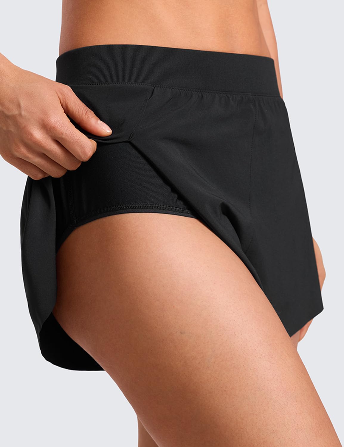CRZ YOGA V Split Running Shorts for Women 2.5" - High Waisted Workout Athletic Gym Track with Liner Breathable Quick Dry