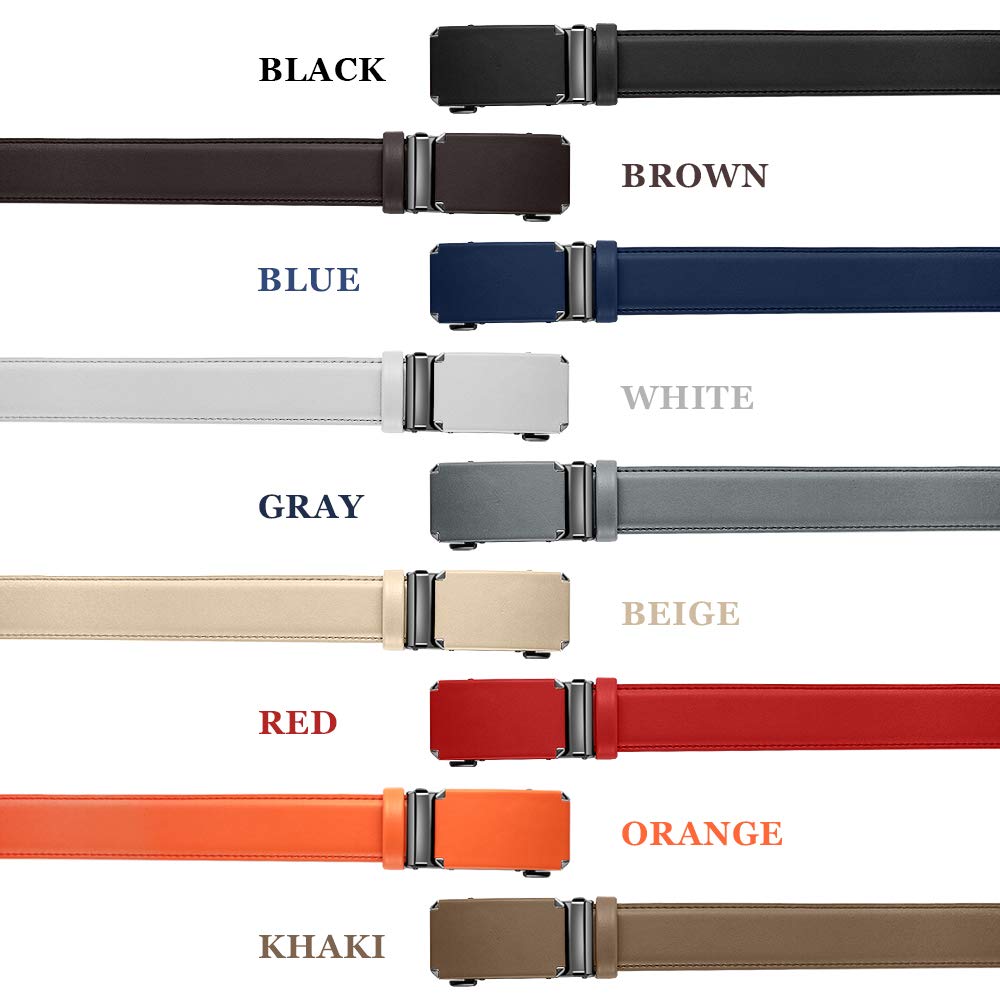 DOOPAI Men's 2 Pack Ratchet Dress Belt - Adjustable 1 3/8" Genuine Leather, Size Length Can Be Cut, With Gift Box