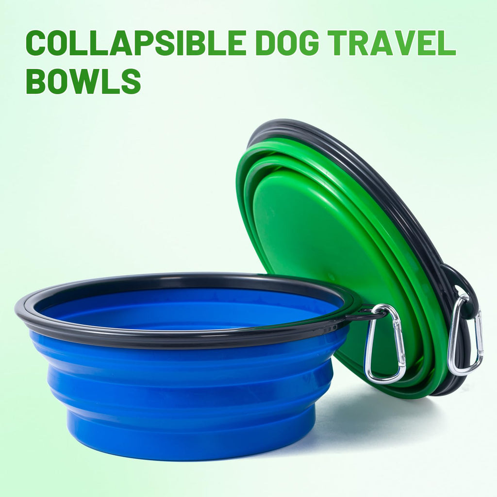 Dog Bowl Pet Collapsible Bowls, 2 Pack Collapsible Dog Water Bowls for Cats Dogs, Portable Pet Feeding Watering Dish for Walking Parking Traveling with 2 Carabiners (Small, Black & Pink)