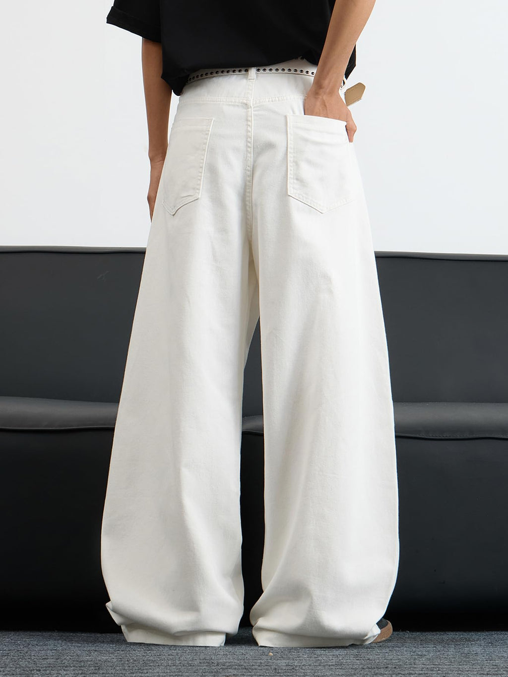 DFGIGT Men's Irregular Sutures Y2k Hip Hop Baggy Jeans Wide Leg Denim Pants Casual Loose Fit Trousers Streetwear