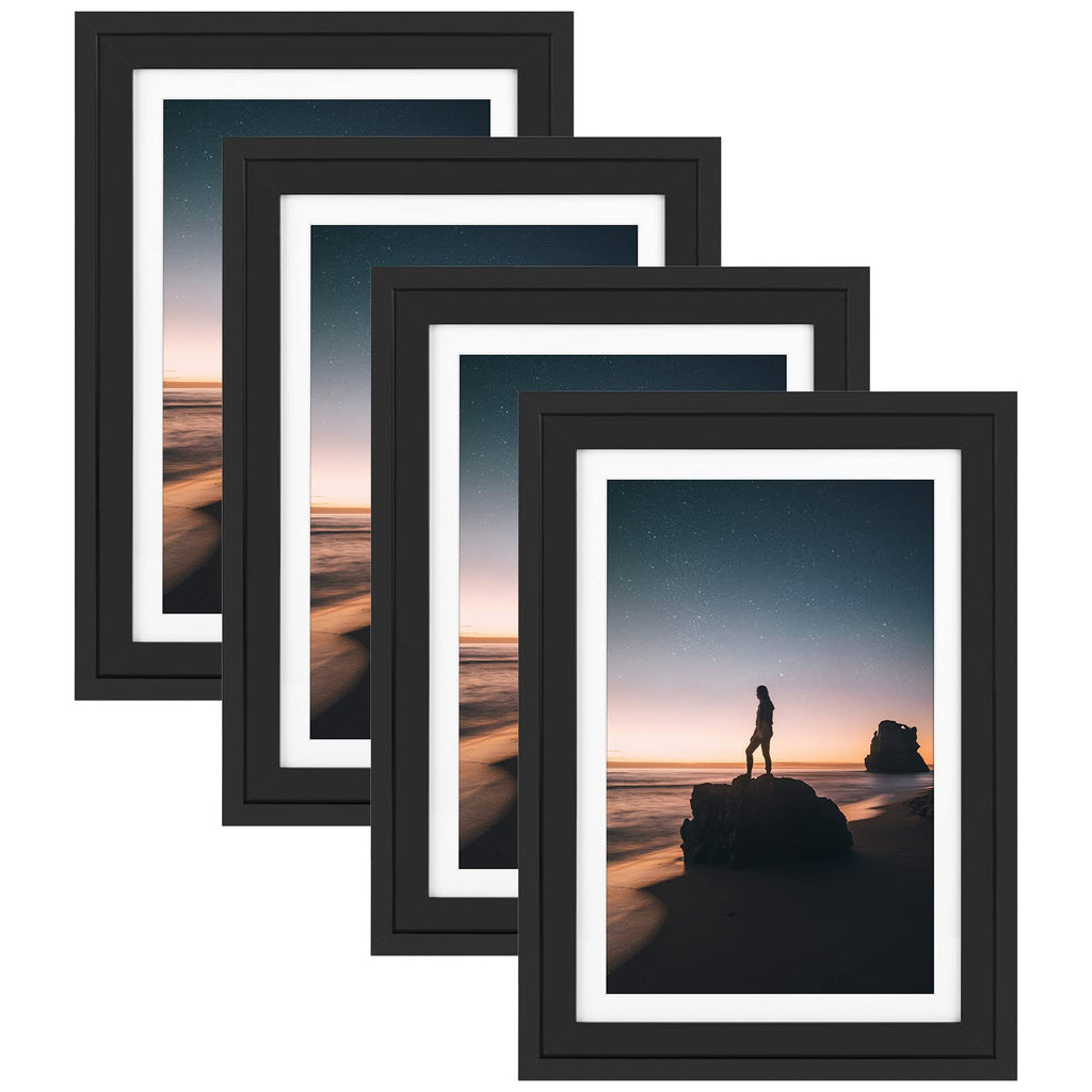 Golden State Art, 13x19 Picture Frame - Displays 11x17 Photo with Mat or 13x19 Without Mat, Wide Moulding Solid Wood Frame for Wall Display, Black