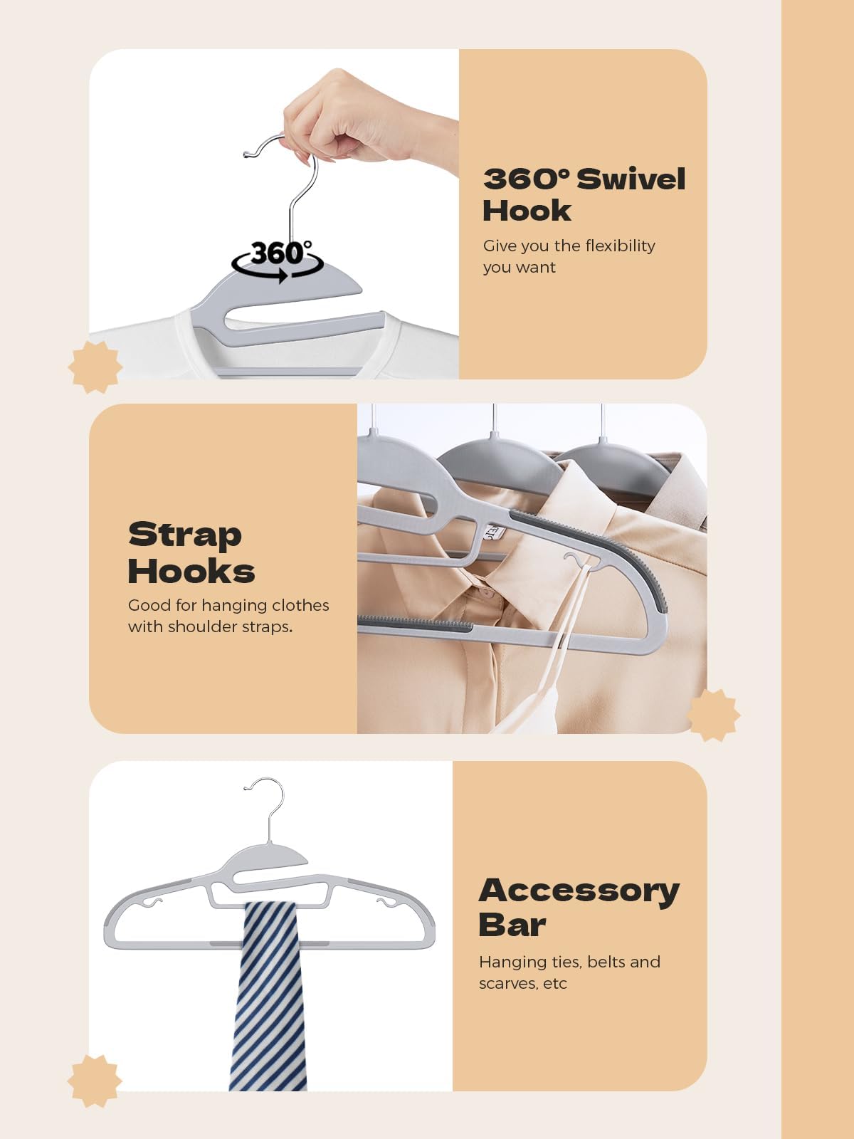 HOUSE DAY Slim Plastic Hangers with Non Slip Rubber Pads, 30 Pack, Black | Space saving closet organizer, heavy duty S-shape, rubber grip pads help keep shirts, suits, coats, pants, skirts in place