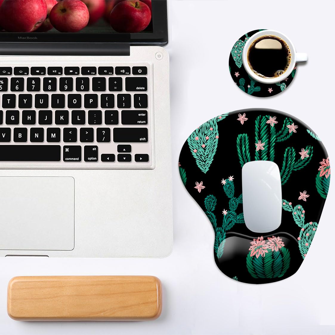 DOOKE Ergonomic Mouse Pad with Wrist Support and Coaster,Mouse Pads with Non-Slip PU Base for Home Office Working Studying Easy Typing & Pain Relief Aesthetic Art