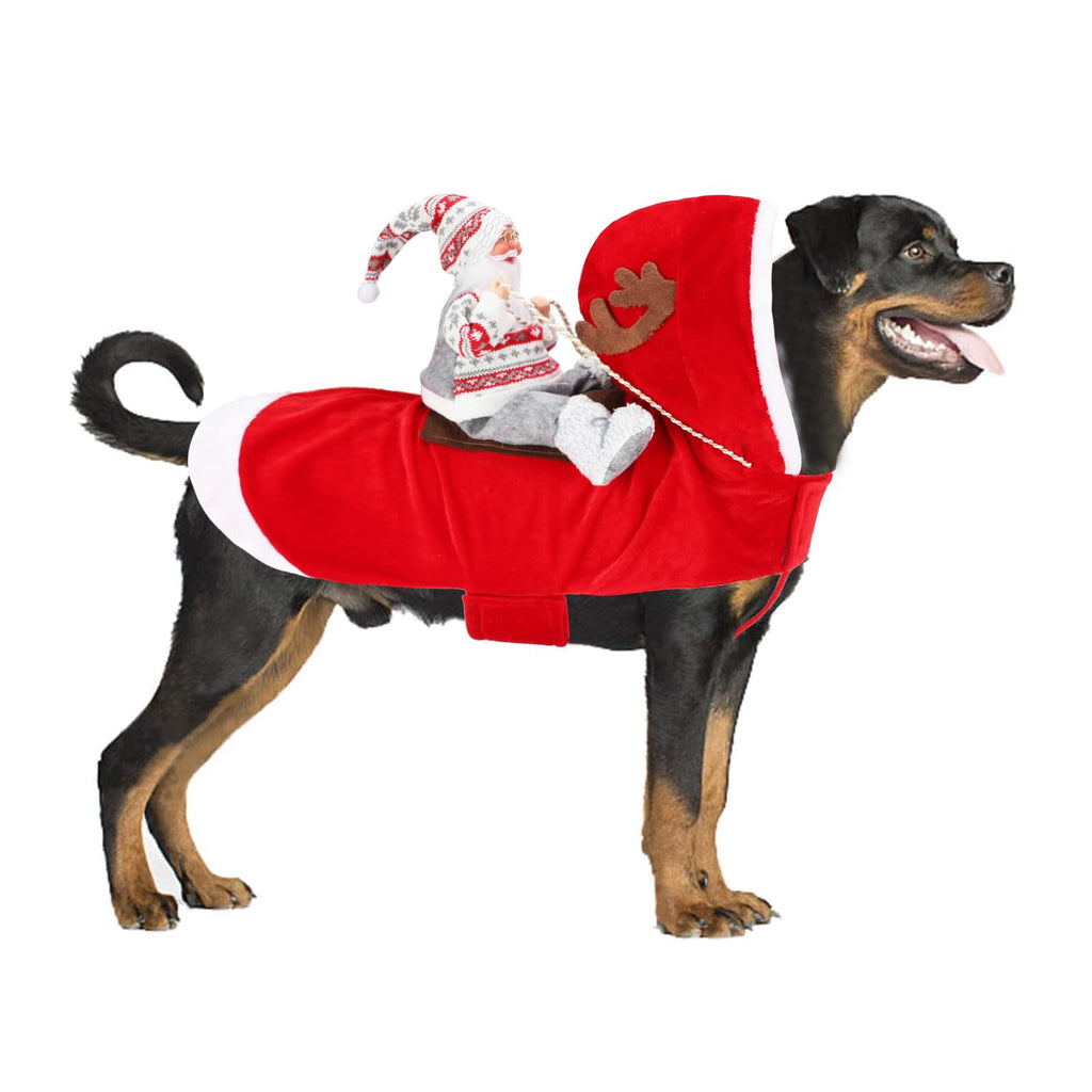 BWOGUE Santa Dog Costume Christmas Pet Clothes Santa Claus Riding Pet Cosplay Costumes Party Dressing up Dogs Cats Outfit for Small Medium Large Dogs Cats