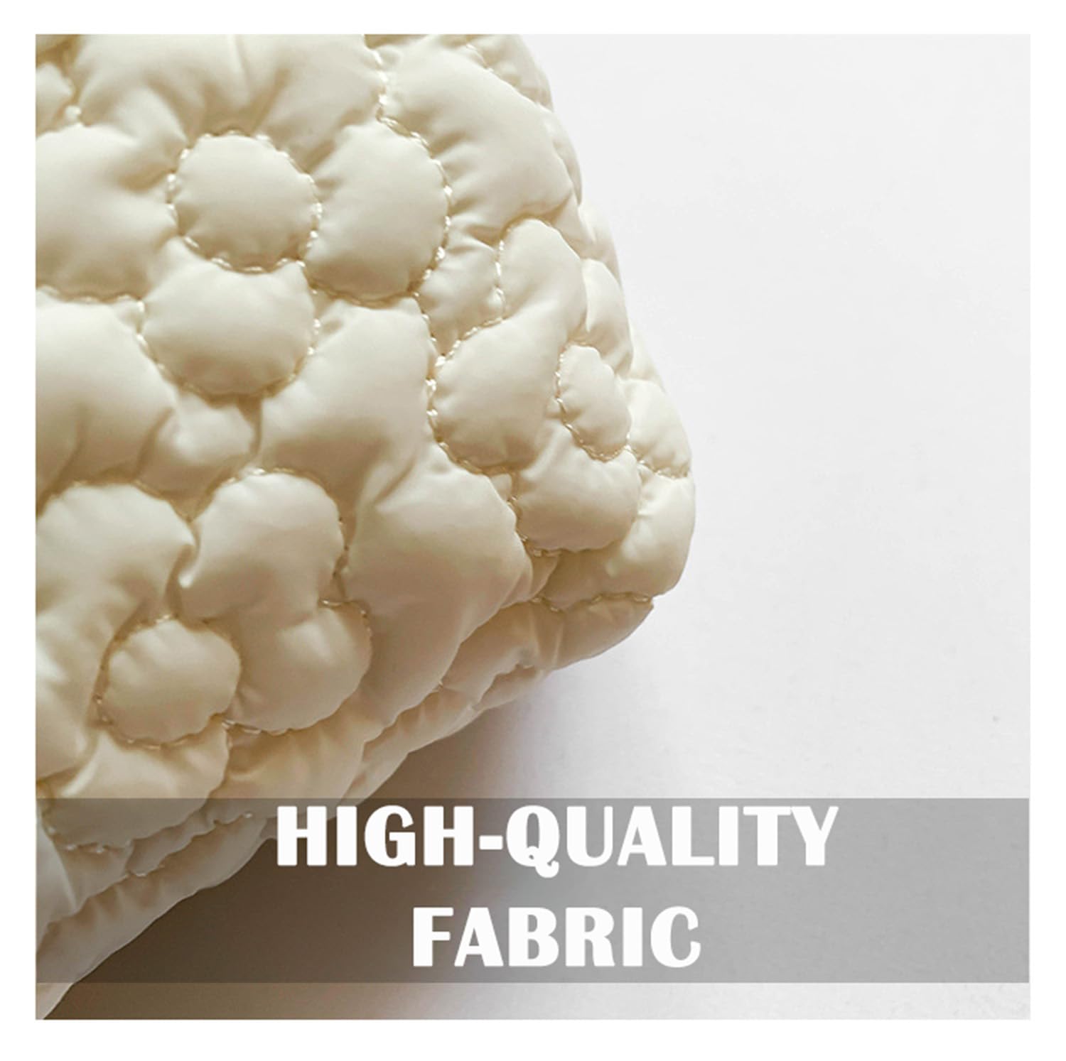 Puffy Quilted Makeup Bag for Women, Cosmetic Bag, Travel Toiletry Organizer Pouch Clutch (Black Flowers)