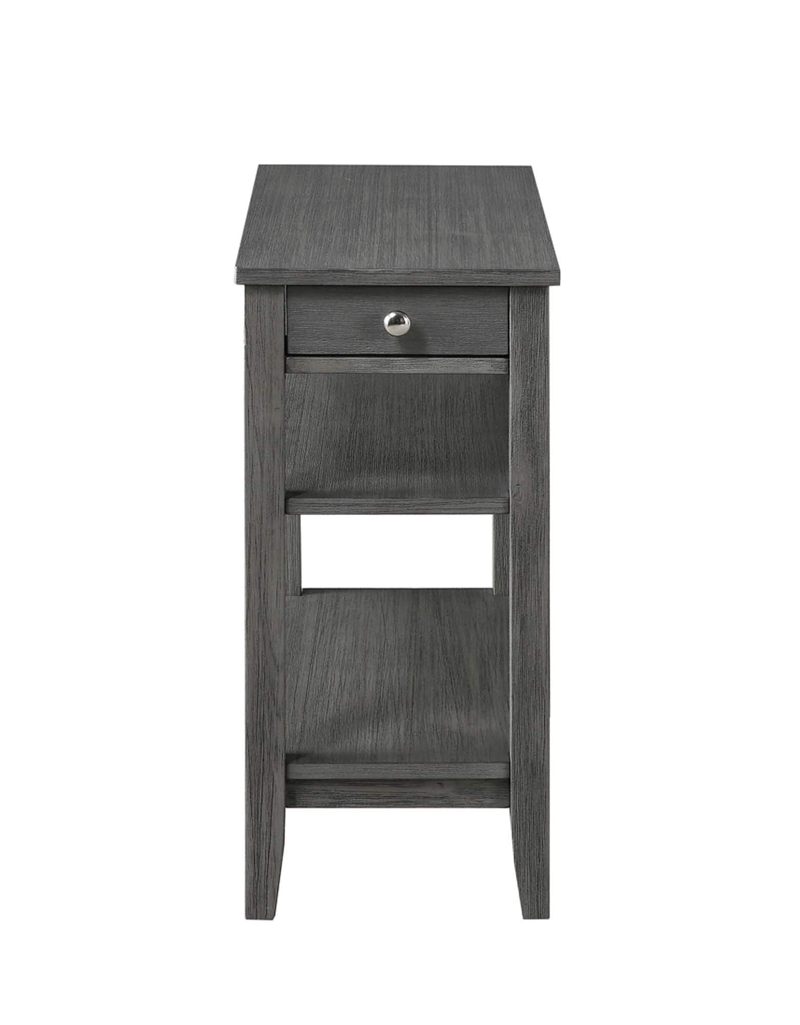 Convenience Concepts American Heritage Chairside End Table with Drawer 23.5" - Classic Living Room Table with Storage Shelf, Bedroom Nightstand, Black