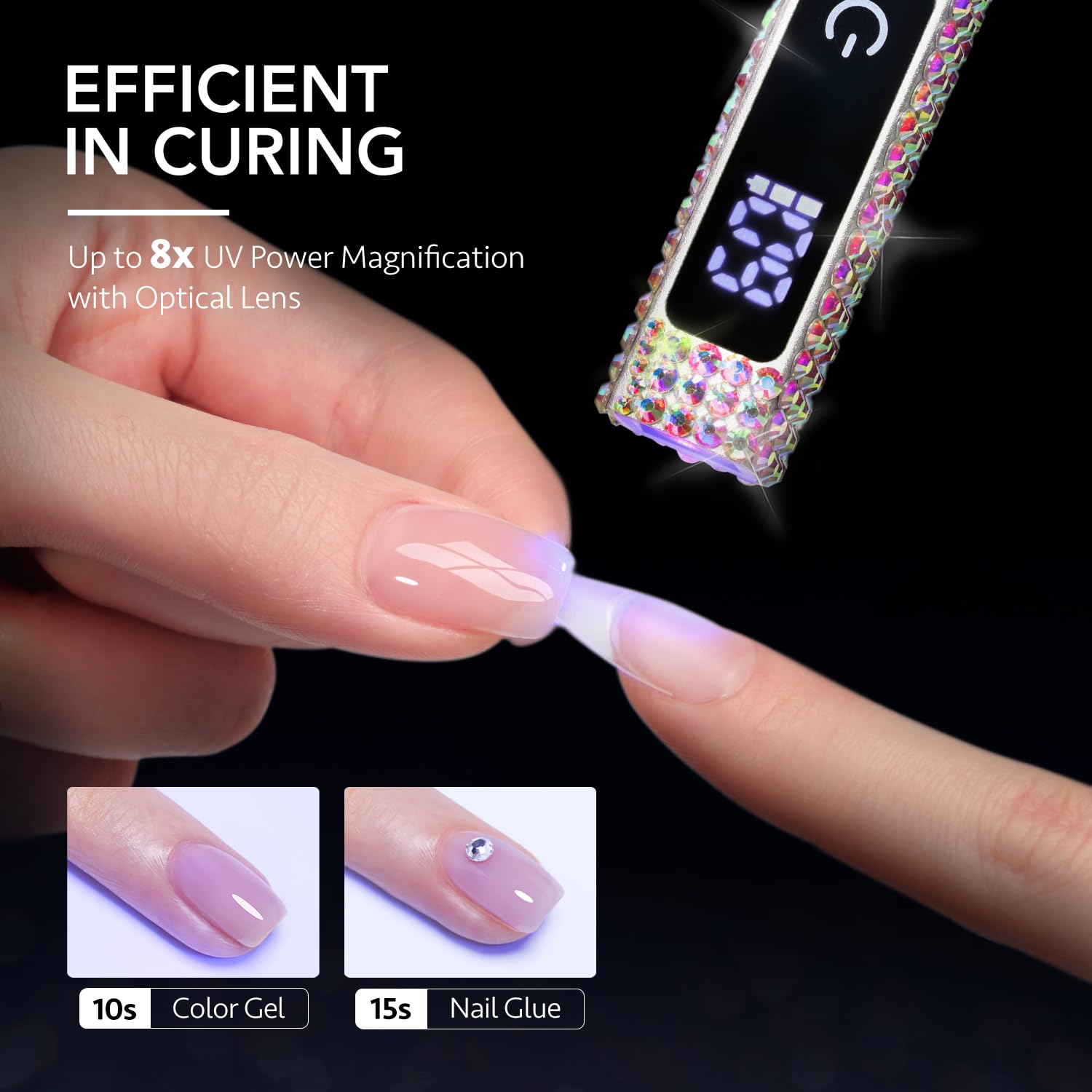 GAOY Handheld UV Light for Gel Nails, Mini Nail Lamp, Portable Cordless Rechargeable, Fast Curing, Diamond Pink
