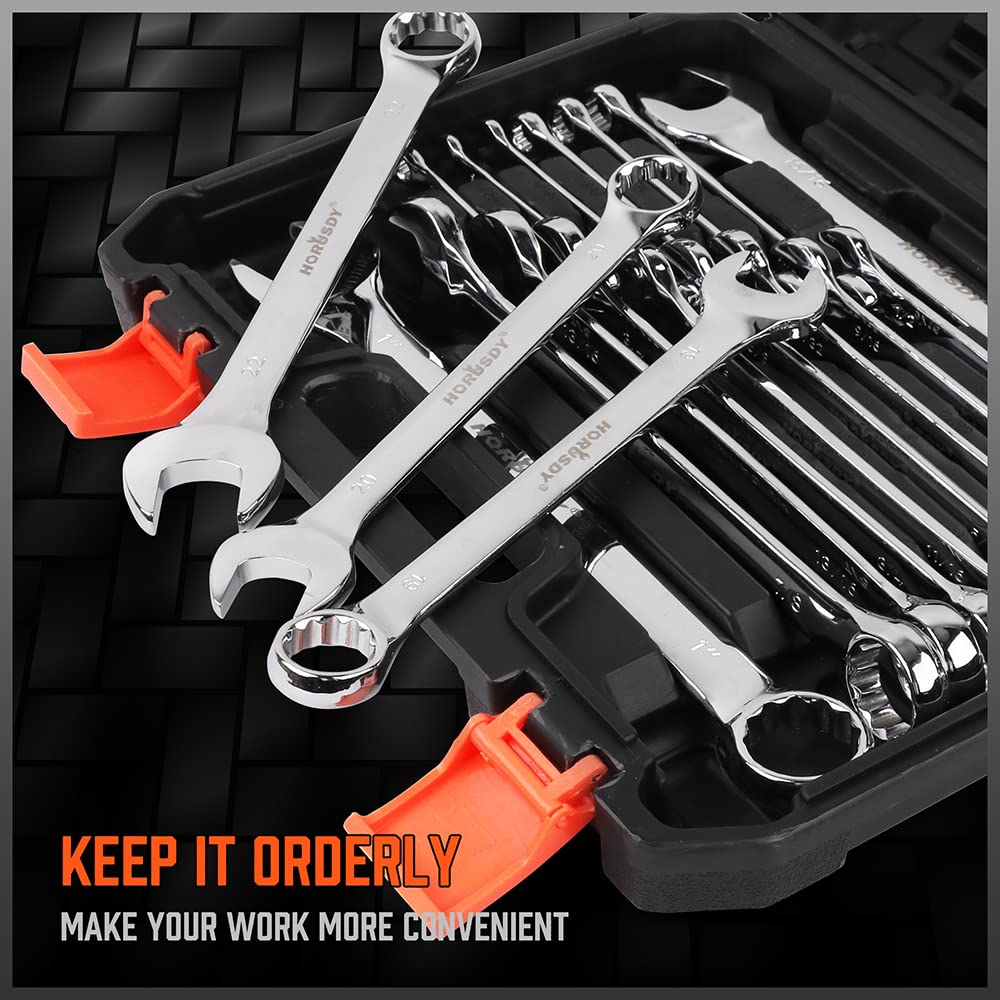 HORUSDY Large Wrench Set with Rolling Pouch | Metric | 6-Piece | 23mm, 24mm, 26mm, 27mm, 30mm, 32mm | 12 Point | Chrome Vanadium Steel