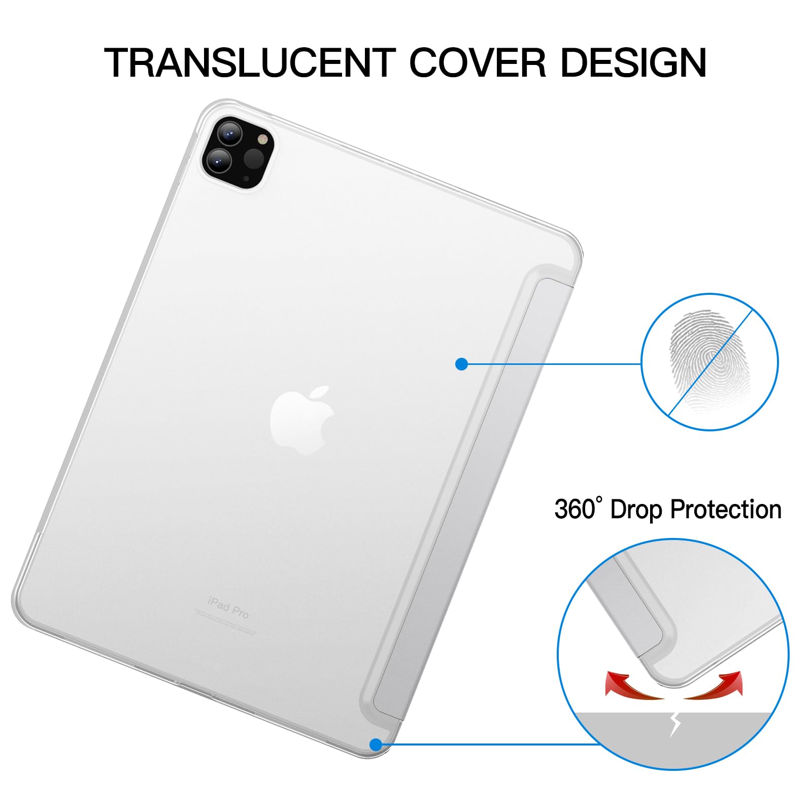 JETech Case ONLY for iPad Pro 11-Inch, 2022/2021/2020/2018 Model, Compatible with Pencil, Cover Auto Wake/Sleep (Black)