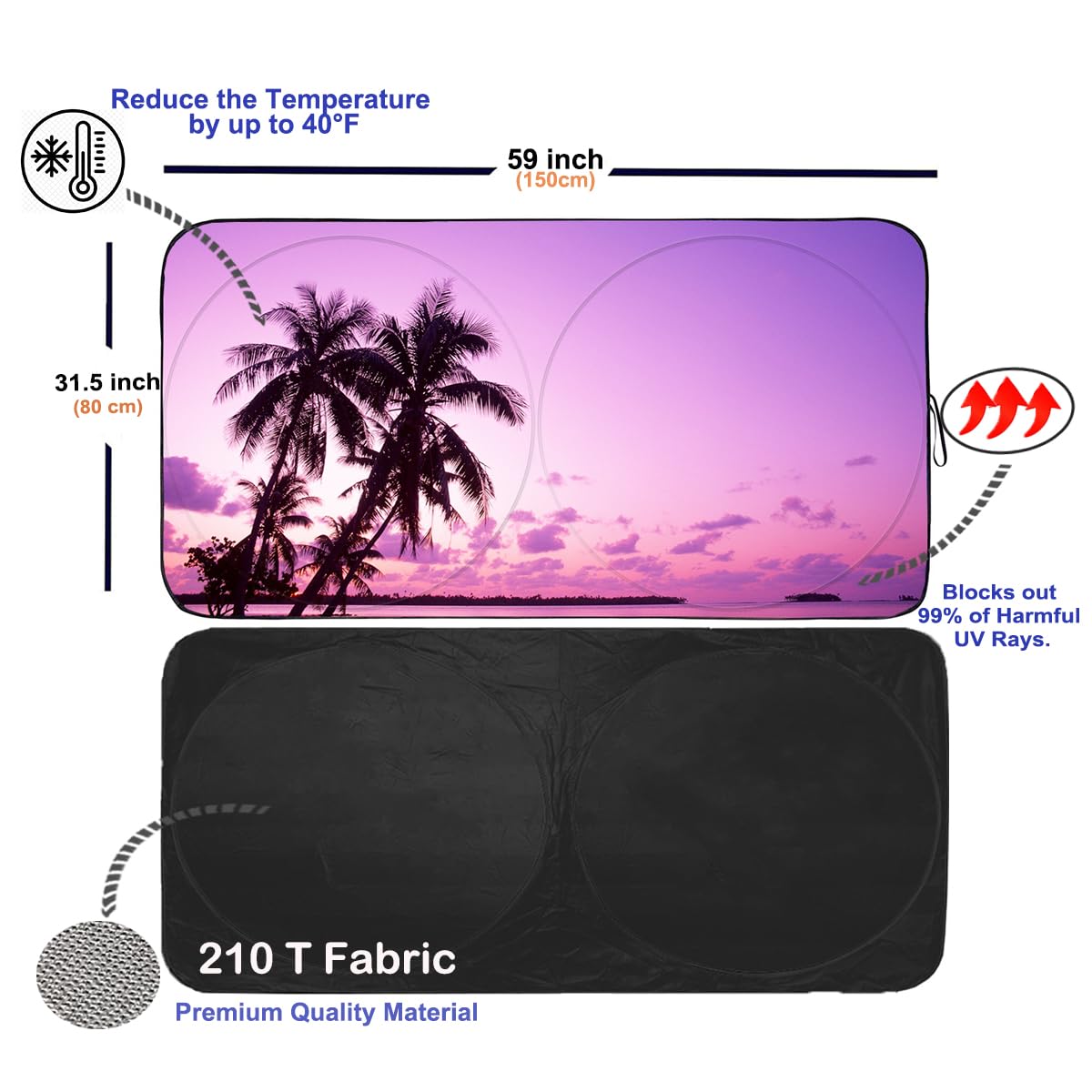 Gven Windshield Sun Shade for Car Front Window Cover Sunshades Visor Automotive Sun Shield for Full-Size Sedan & SUV, Mid-Size SUV, Sports Cars Mid-Size Pickup Truck Car Accessories(Abstract, L)