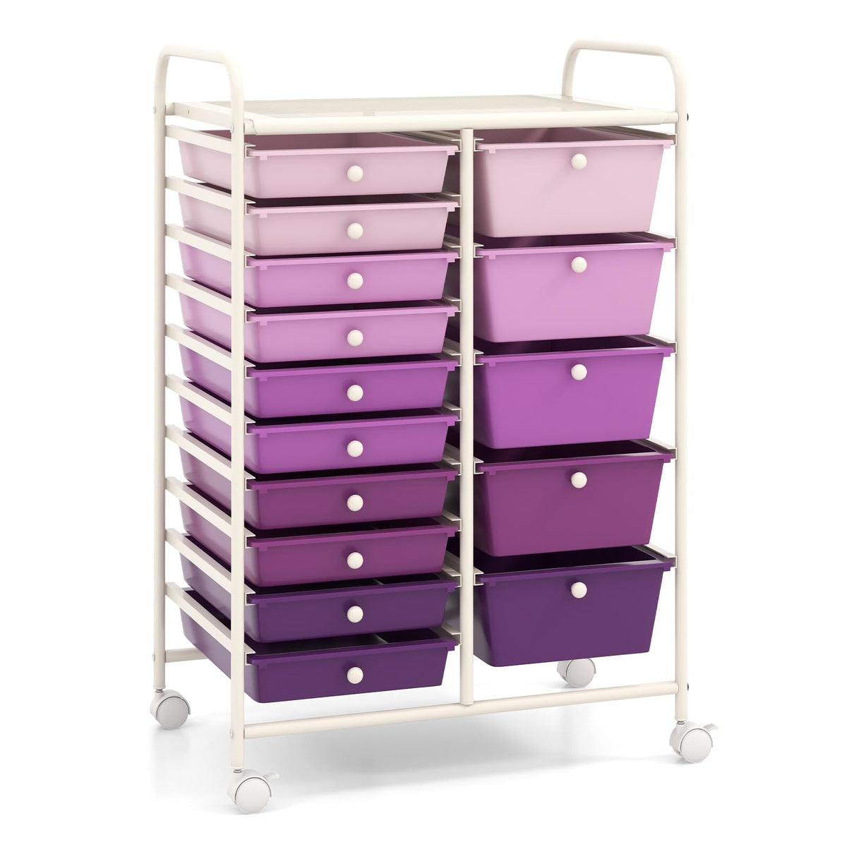 LDAILY 9 Drawer Rolling Storage Cart, Rolling Cart with Drawers for Classroom, Art Supply Craft Organizer on Wheel with Metal Frame & Handles for Home Office School