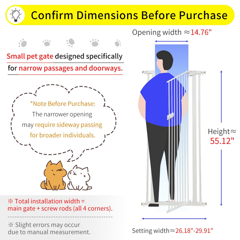 Lumizone Extra Tall Cat Gate Extension Kit 55.12" High 4.13" Wide Black | Tall Pet Gate Dog Gate for Doorway Hallway Stairs Pressure Mounted Extra Wide 1.37" Gap No Drilling