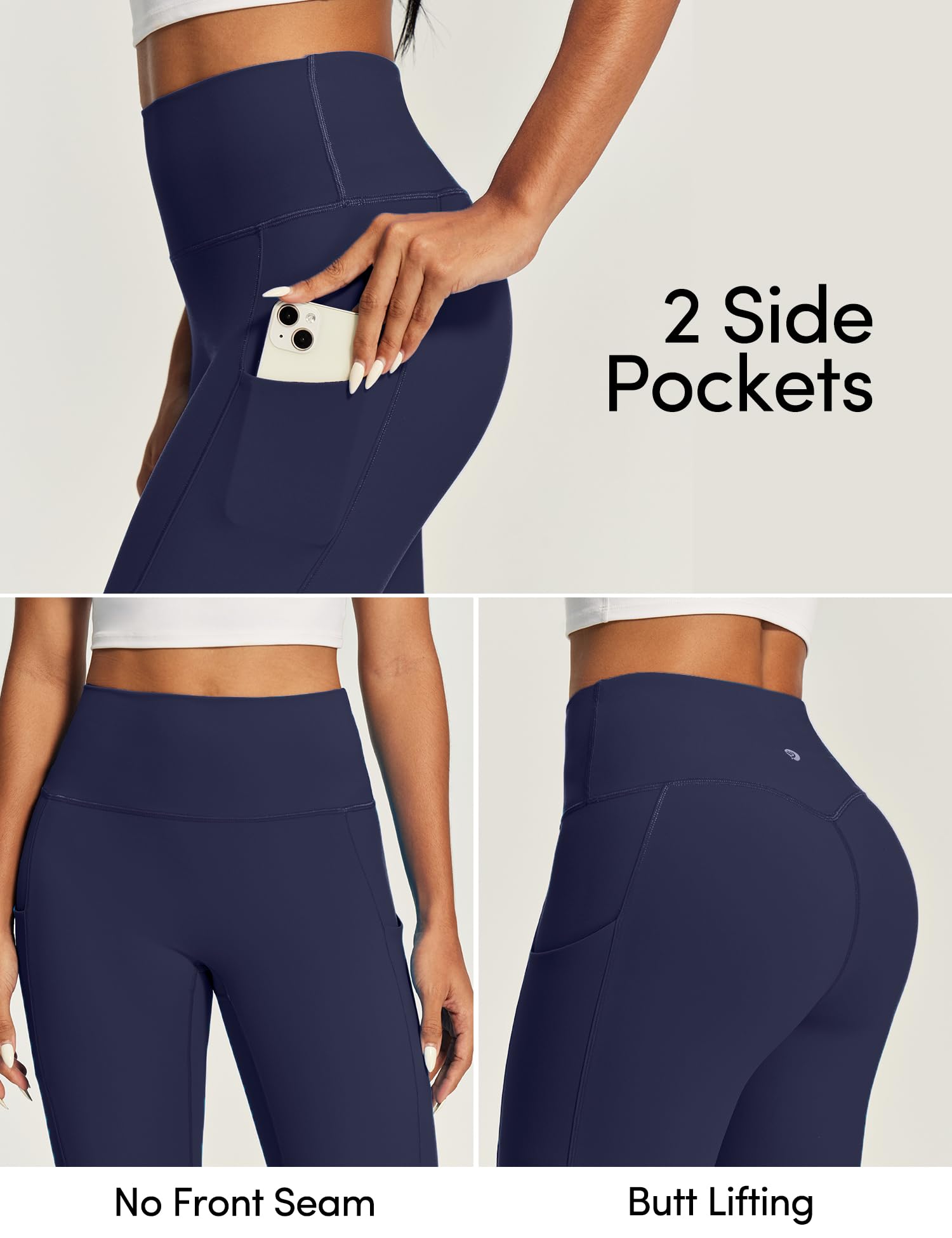 IUGA Compression Leggings for Women Tummy Control No Front Seam Leggings with Pockets High Waisted Workout Yoga Pants