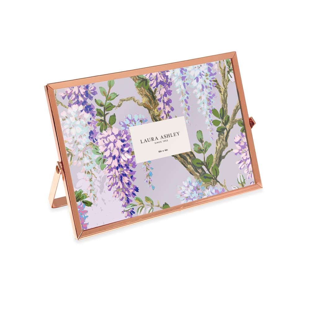 Laura Ashley 2x3 Rose Gold Flat Metal Picture Frame (Vertical) with Pull-Out Easel Stand, Made for Tabletop, Counterspace, Shelf and Desk (2x3, Rose Gold)